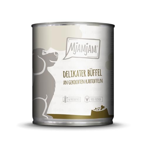 MjAMjAM – Premium Nassfutter für Hunde - delikater Büffel an gekochten Kartoffeln, 1er Pack (1 x 800g), getreidefrei mit extra viel Fleisch von MjAMjAM