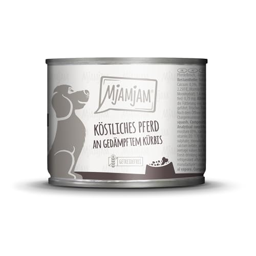 MjAMjAM - Premium Nassfutter für Hunde - köstliches Pferd an gedämpften Kürbis, 1er Pack (1 x 200g), getreidefrei mit extra viel Fleisch von MjAMjAM