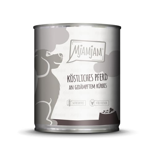 MjAMjAM - Premium Nassfutter für Hunde - köstliches Pferd an gedämpften Kürbis, 1er Pack (1 x 800g), getreidefrei mit extra viel Fleisch von MjAMjAM