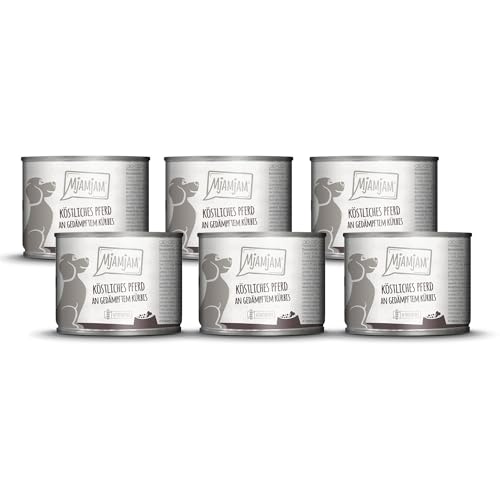 MjAMjAM - Premium Nassfutter für Hunde - köstliches Pferd an gedämpften Kürbis, 6er Pack (6 x 200g), getreidefrei mit extra viel Fleisch von MjAMjAM