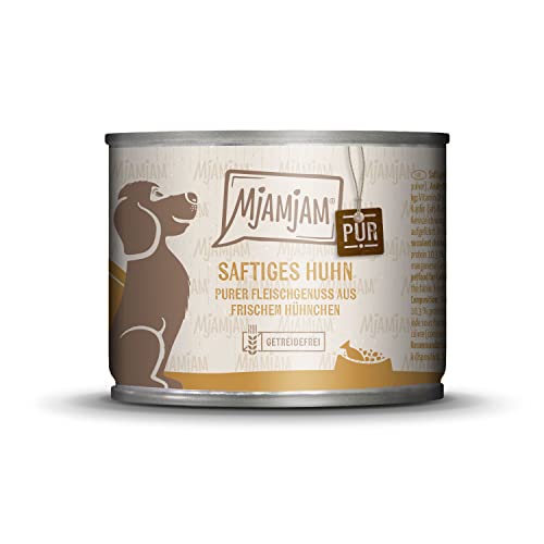 MjAMjAM - Premium Nassfutter für Hunde - saftiges Huhn pur, 1er Pack (1 x 200 g), getreidefrei mit extra viel Fleisch von MjAMjAM