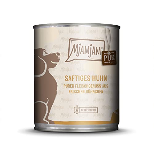 MjAMjAM - Premium Nassfutter für Hunde - saftiges Huhn pur, 1er Pack (1 x 800 g), getreidefrei mit extra viel Fleisch von MjAMjAM