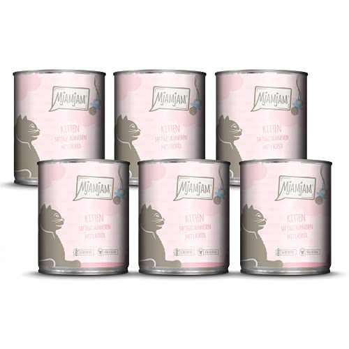 MjAMjAM - Premium Nassfutter für Katzen - Kitten saftiges Hühnchen mit Lachsöl, 6er Pack (6 x 800 g), getreidefrei mit extra viel Fleisch von MjAMjAM