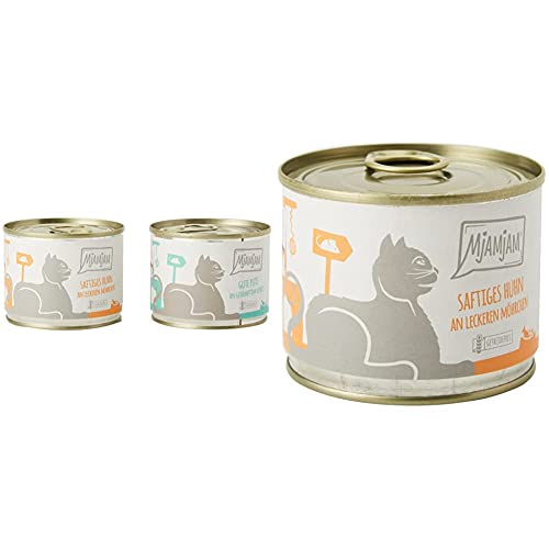 MjAMjAM - Premium Nassfutter für Katzen - Monopaket 1 - mit Huhn und Pute, 6er Pack (6 x 200 g), getreidefrei mit extra viel Fleisch & Premium Nassfutter für Katzen, 6er Pack (6 x 200 g) von MjAMjAM