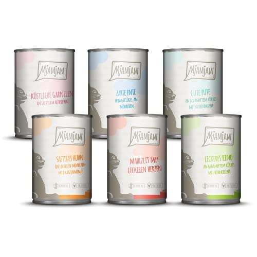 MjAMjAM - Premium Nassfutter für Katzen - Probierpaket, 6er Pack (6 x 400 g), getreidefrei mit extra viel Fleisch von MjAMjAM