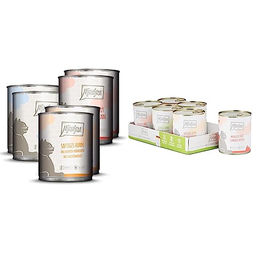 MjAMjAM - Premium Nassfutter für Katzen - Probierpaket, 6er Pack (6 x 800 g) & - Premium Nassfutter für Katzen - Mixpaket I - Huhn, Rind von MjAMjAM