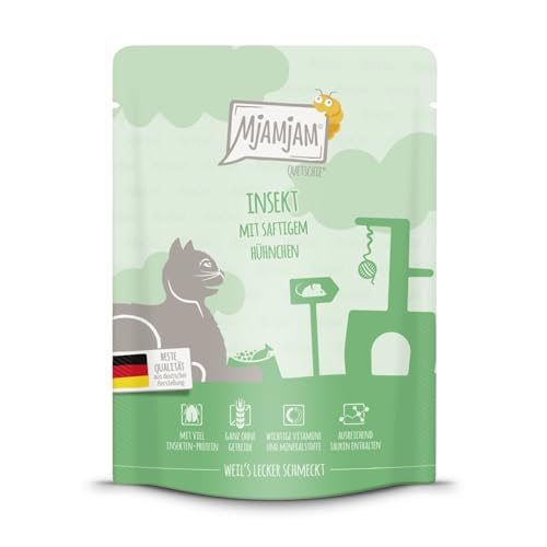 MjAMjAM - Premium Nassfutter für Katzen - Quetschie - Insekt mit saftigem Hühnchen, 1er Pack (1 x 300 g), getreidefrei mit extra viel Fleisch von MjAMjAM