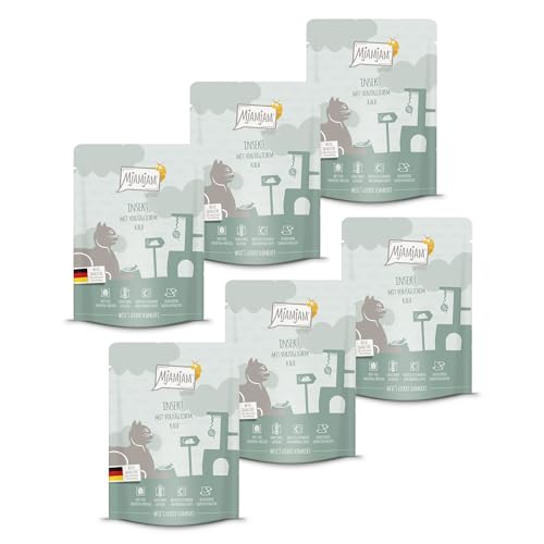 MjAMjAM - Premium Nassfutter für Katzen - Quetschie Insekt mit vorzüglichem Kalb 300g, 6er Pack (6 x 300g), naturbelassen mit extra viel Fleisch von MjAMjAM