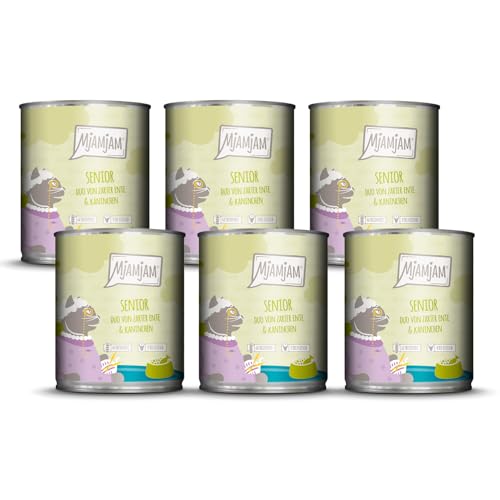 MjAMjAM - Premium Nassfutter für Katzen - Senior - DUO von zarter Ente & Kaninchen, 6er Pack (6x800g), getreidefrei von MjAMjAM