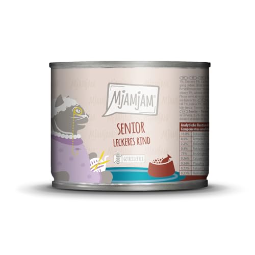 MjAMjAM - Premium Nassfutter für Katzen - Senior – Leckeres Rind, 1er Pack (1x200g), getreidefrei von MjAMjAM