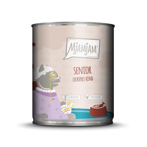 MjAMjAM - Premium Nassfutter für Katzen - Senior – Leckeres Rind, 1er Pack (1x800g), getreidefrei von MjAMjAM