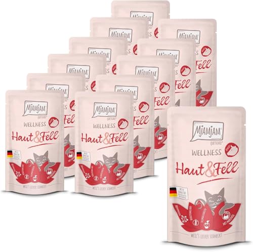 MjAMjAM - Premium Nassfutter für Katzen - Wellness - Haut & Fell - Rind, 12er Pack (12 x 125g), getreidefrei von MjAMjAM