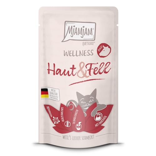 MjAMjAM - Premium Nassfutter für Katzen - Wellness - Haut & Fell - Rind, 1er Pack (1 x 125g), getreidefrei von MjAMjAM