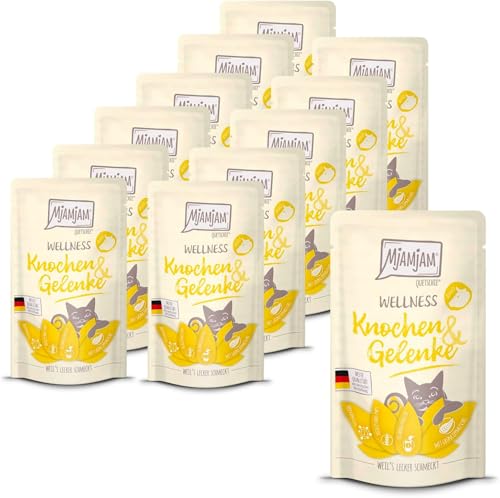 MjAMjAM - Premium Nassfutter für Katzen - Wellness - Knochen & Gelenke - Rind, 12er Pack (12 x 125g), getreidefrei von MjAMjAM