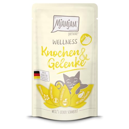 MjAMjAM - Premium Nassfutter für Katzen - Wellness - Knochen & Gelenke - Rind, 1er Pack (1 x 125g), getreidefrei von MjAMjAM