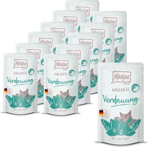 MjAMjAM - Premium Nassfutter für Katzen - Wellness - Verdauung - Rind, 12er Pack (12 x 125g), getreidefrei von MjAMjAM