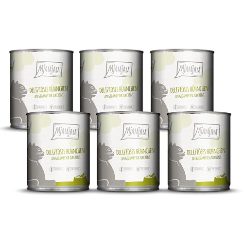 MjAMjAM – Premium Nassfutter für Katzen - deliziöses Hühnchen an gedämpfter Zucchini 800g, 6er Pack (6 x 800g), naturbelassen mit extra viel Fleisch von MjAMjAM