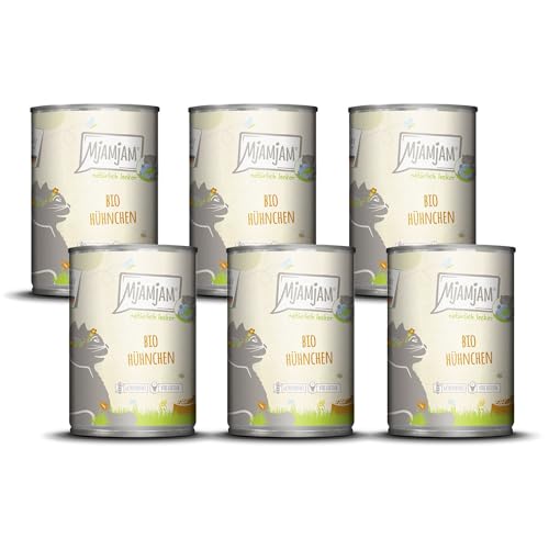 MjAMjAM – Premium Nassfutter für Katzen - natürlich lecker – Bio Hühnchen, 6er Pack (6 x 400g), getreidefrei mit extra viel Fleisch von MjAMjAM