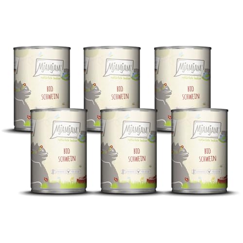 MjAMjAM – Premium Nassfutter für Katzen - natürlich lecker – Bio Schwein, 6er Pack (6 x 400g), getreidefrei mit extra viel Fleisch von MjAMjAM