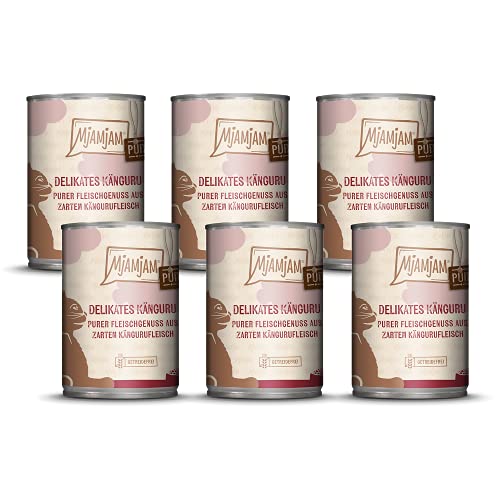 MjAMjAM - Premium Nassfutter für Katzen - purer Fleischgenuss - delikates Känguru, 6er Pack (6 x 400 g), getreidefrei mit extra viel Fleisch von MjAMjAM