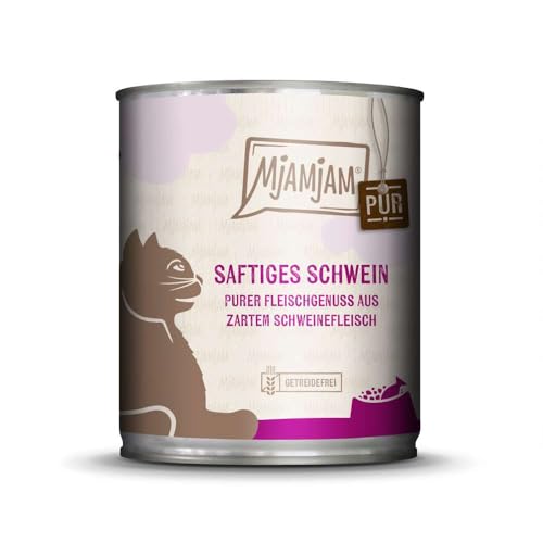 MjAMjAM - Premium Nassfutter für Katzen – purer Fleischgenuss saftiges reines Schweinefleisch, 1er Pack (1 x 800 g), getreidefrei mit extra viel Fleisch von MjAMjAM