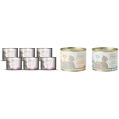 MjAMjAM - Premium Nassfutter für Katzen - saftiges Huhn und wildlachs, 6er Pack (6 x 200 g) & Premium Nassfutter für Katzen - Monopaket 1 - mit Huhn und Pute, 6er Pack (6 x 200 g) von MjAMjAM