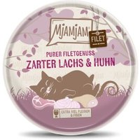 MjAMjAM Nassfutter Katze Adult, Purer Filetgenuss 16x80 g Lachs & Huhn von MjAMjAM