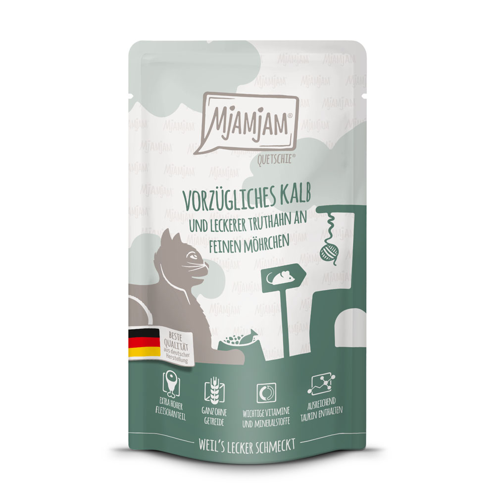 MjAMjAM Quetschie 12 x 125 g - Kalb & Truthahn von MjAMjAM