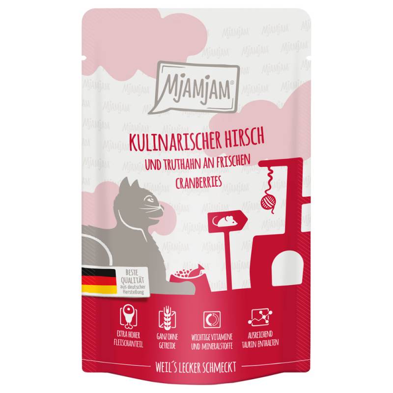 MjAMjAM Quetschie 12 x 125 g - kulinarischer Hirsch und Truthahn an frischen Cranberries von MjAMjAM