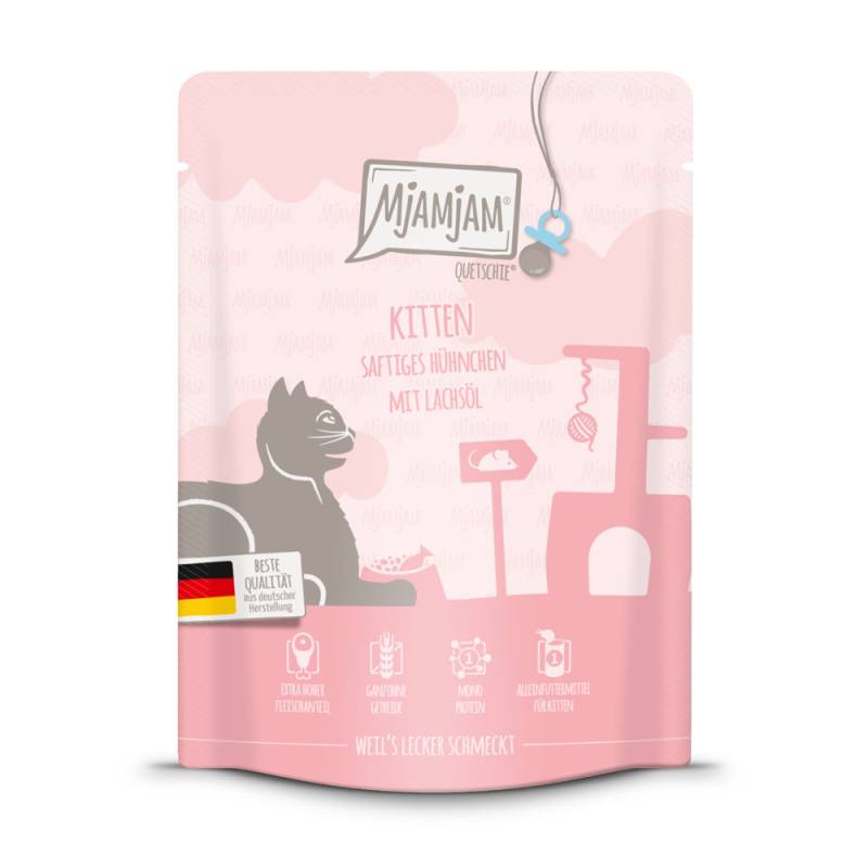 MjAMjAM Quetschie 6 x 300 g - Kitten Huhn mit Lachsöl von MjAMjAM