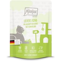 MjAMjAM Nassfutter Katze Adult, Quetschie 6x300 g Rind von MjAMjAM