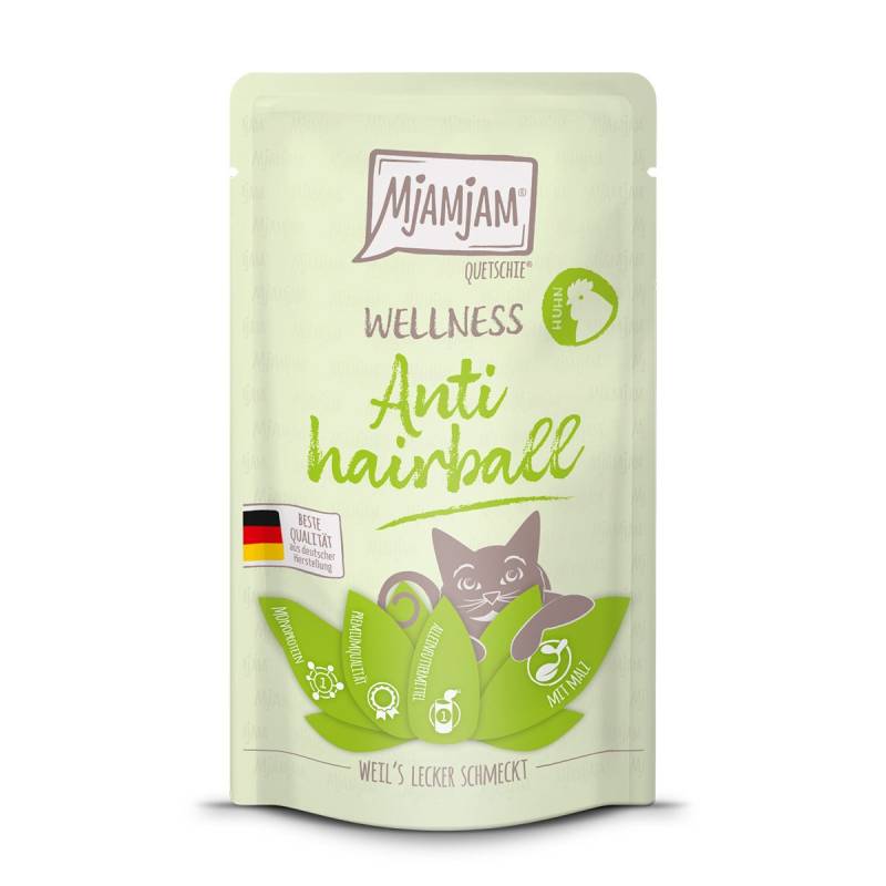 MjAMjAM Quetschie Wellness Anti Hairball Huhn 12x125g von MjAMjAM