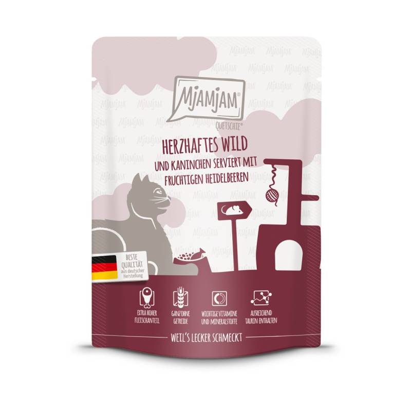 MjAMjAM Quetschie Wild & Kaninchen mit Heidelbeeren 24x300g von MjAMjAM