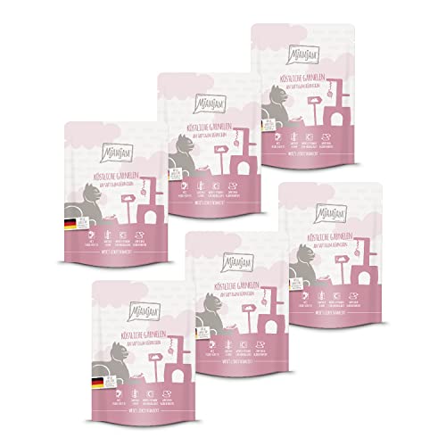 MjAMjAM - Premium Nassfutter für Katzen - Quetschie - köstliche Garnelen an saftigem Hühnchen, 6er Pack (6 x 300 g), getreidefrei mit extra viel Fleisch von MjAMjAM