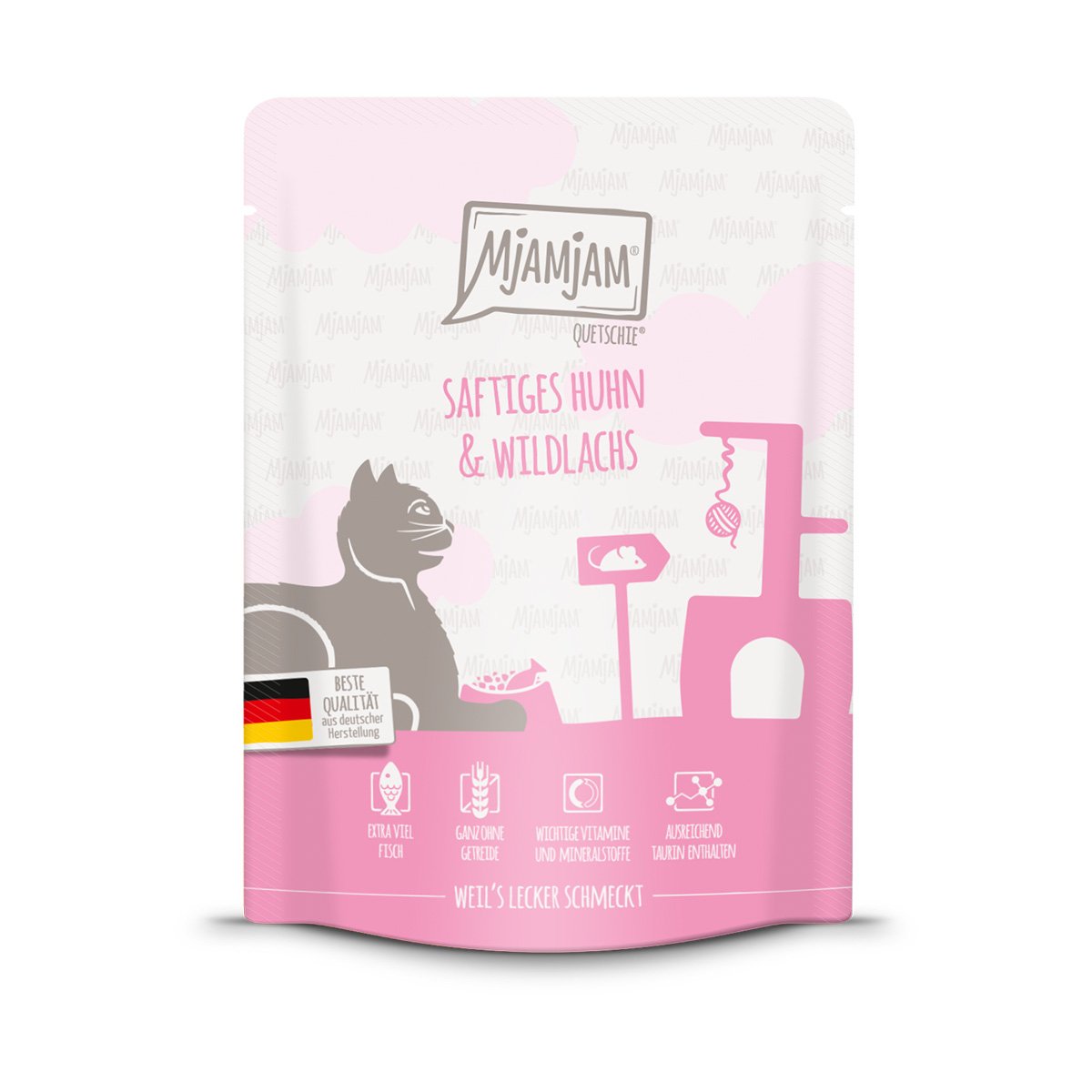 MjAMjAM Quetschie saftiges Huhn und Wildlachs 24x300g von MjAMjAM