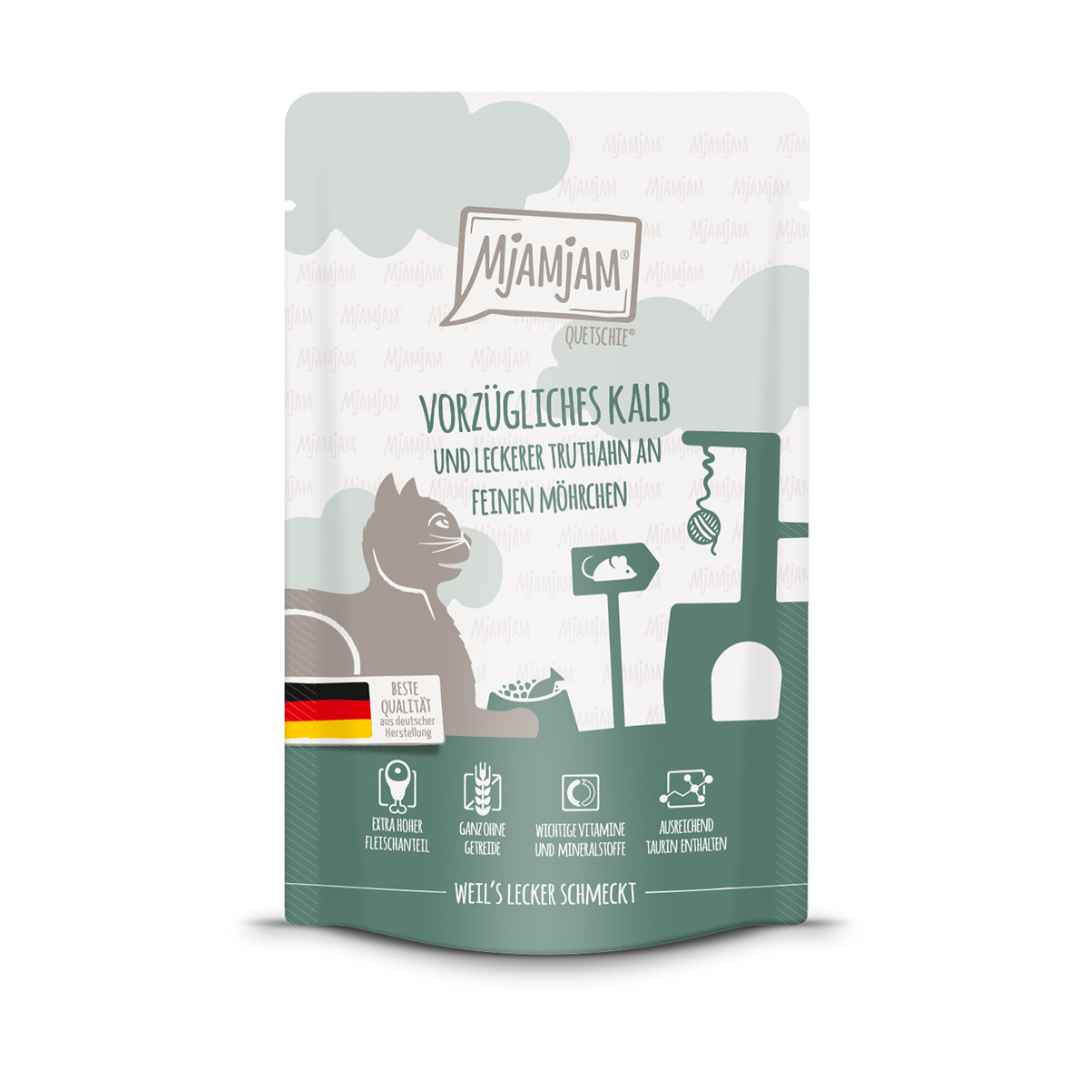 MjAMjAM Quetschie vorzügliches Kalb und Truthahn an leckeren Möhrchen 12x125g von MjAMjAM