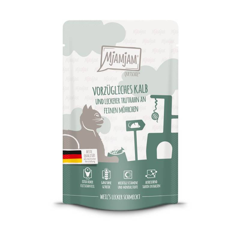 MjAMjAM Quetschie vorzügliches Kalb und Truthahn an leckeren Möhrchen 12x125g von MjAMjAM