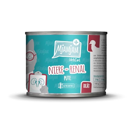 MjAMjAM VetCat - Premium Nassfutter für Katzen - Diät – Niere - Renal - Pute, 1er Pack (1 x 200g), getreidefrei von MjAMjAM