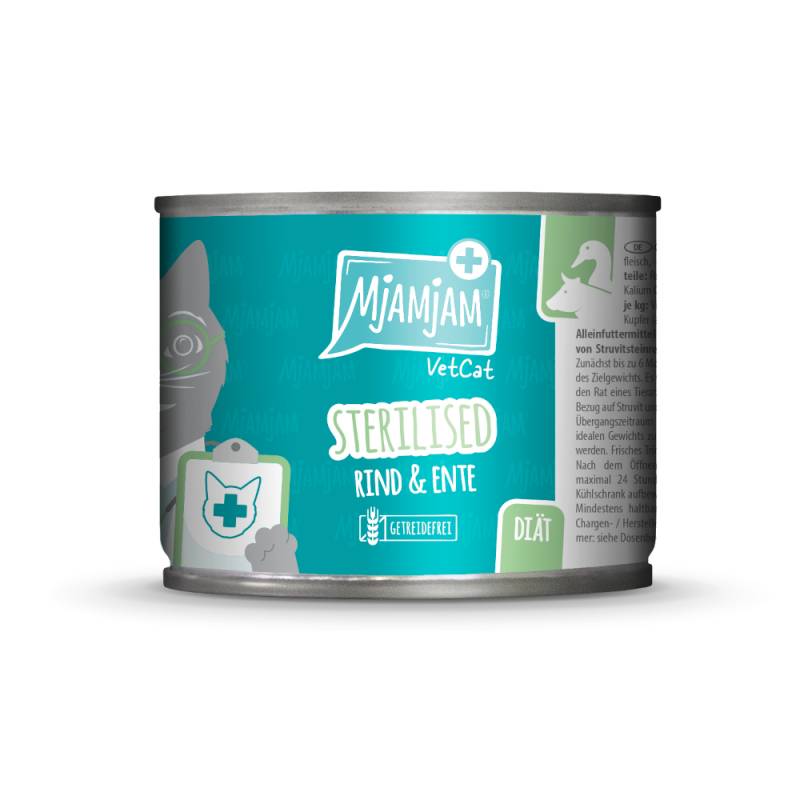 MjAMjAM VetCat Sterilized 6 x 200 g - Rind & Ente von MjAMjAM