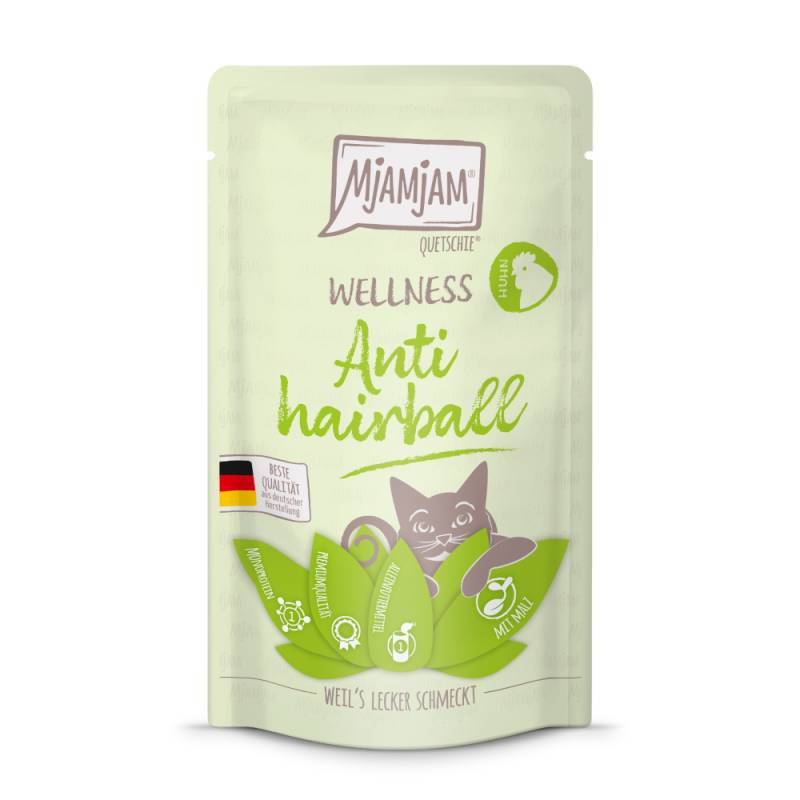 MjAMjAM Wellness 12 x 125 g - Anti Hairball - Huhn von MjAMjAM