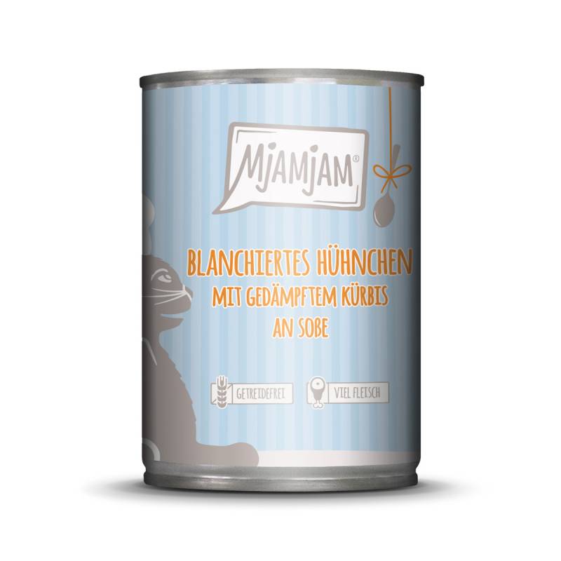 MjAMjAM blanchiertes Hühnchen mit Kürbis an Soße. 24x380g von MjAMjAM