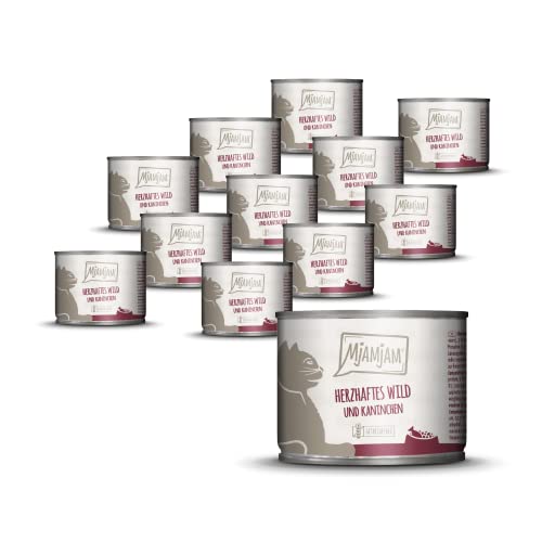 MjAMjAM - herzhaftes Wild & Kaninchen an fruchtigen Heidelbeeren 12 x 200 g von MjAMjAM