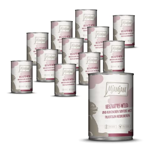 MjAMjAM - herzhaftes Wild & Kaninchen an fruchtigen Heidelbeeren 12 x 400 g von MjAMjAM