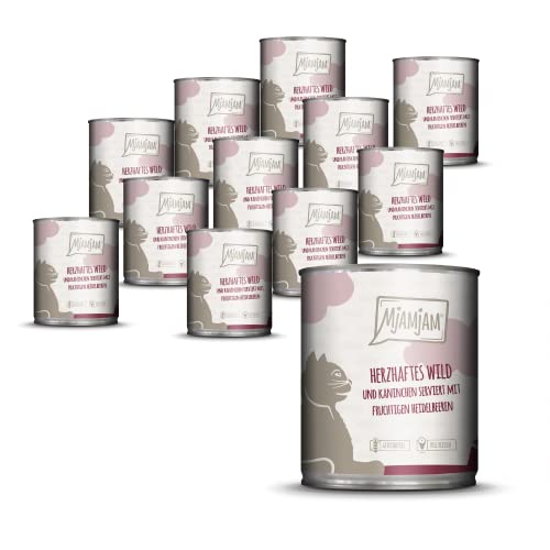 MjAMjAM - herzhaftes Wild & Kaninchen an fruchtigen Heidelbeeren 12 x 800 g von MjAMjAM