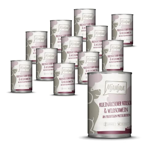 MjAMjAM - kulinarischer Hirsch & Wildschwein an Preiselbeeren 12 x 400 g von MjAMjAM