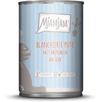 MjAMjAM Nassfutter Katze Adult, Blanchiert in Sauce 6x380 g Pute und Muscheln von MjAMjAM