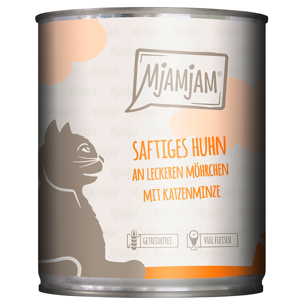 Sparpaket MjAMjAM 24 x 800 g Katzenfutter - saftiges Huhn an leckeren Möhrchen von MjAMjAM