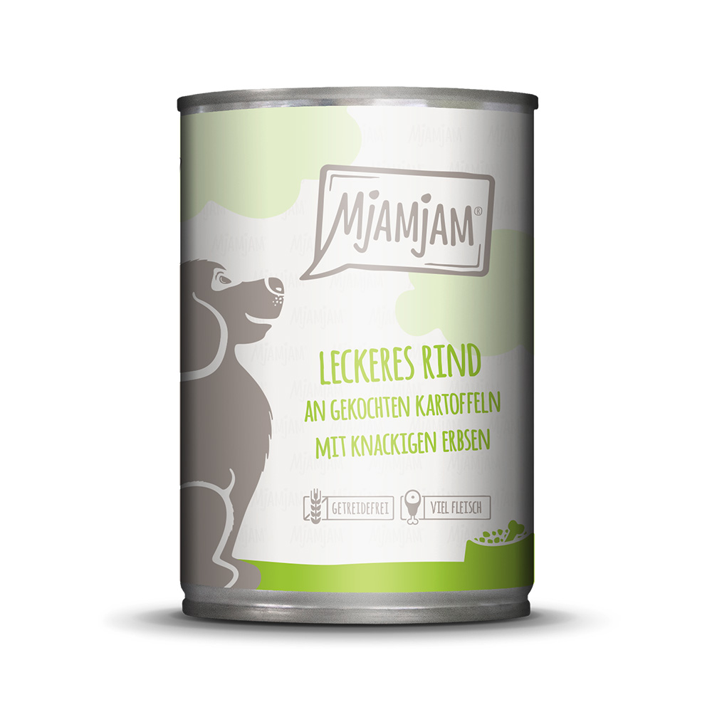 Sparpaket MjAMjAM Adult Hund 24 x 400 g - leckeres Rind mit gekochten Kartoffeln von MjAMjAM