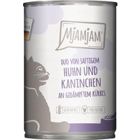 Sparpaket MjAMjAM Duo 24 x 400 g - saftiges Huhn & Kaninchen an gedämpftem Kürbis von MjAMjAM