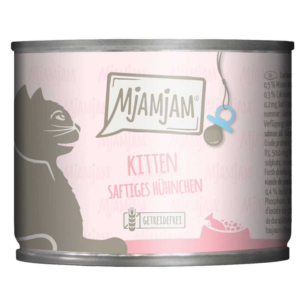 Sparpaket MjAMjAM Kitten 24 x 200 g - saftiges Hühnchen mit Lachsöl von MjAMjAM